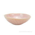 Makan malam stoneware berlapis kaca reaktif diatur dalam warna merah muda muda